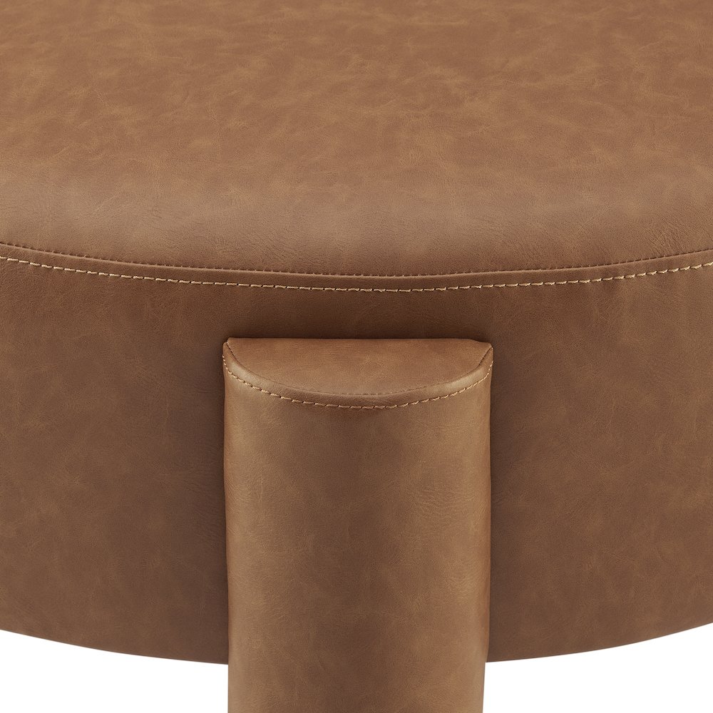 Elora Faux Leather Round Ottoman