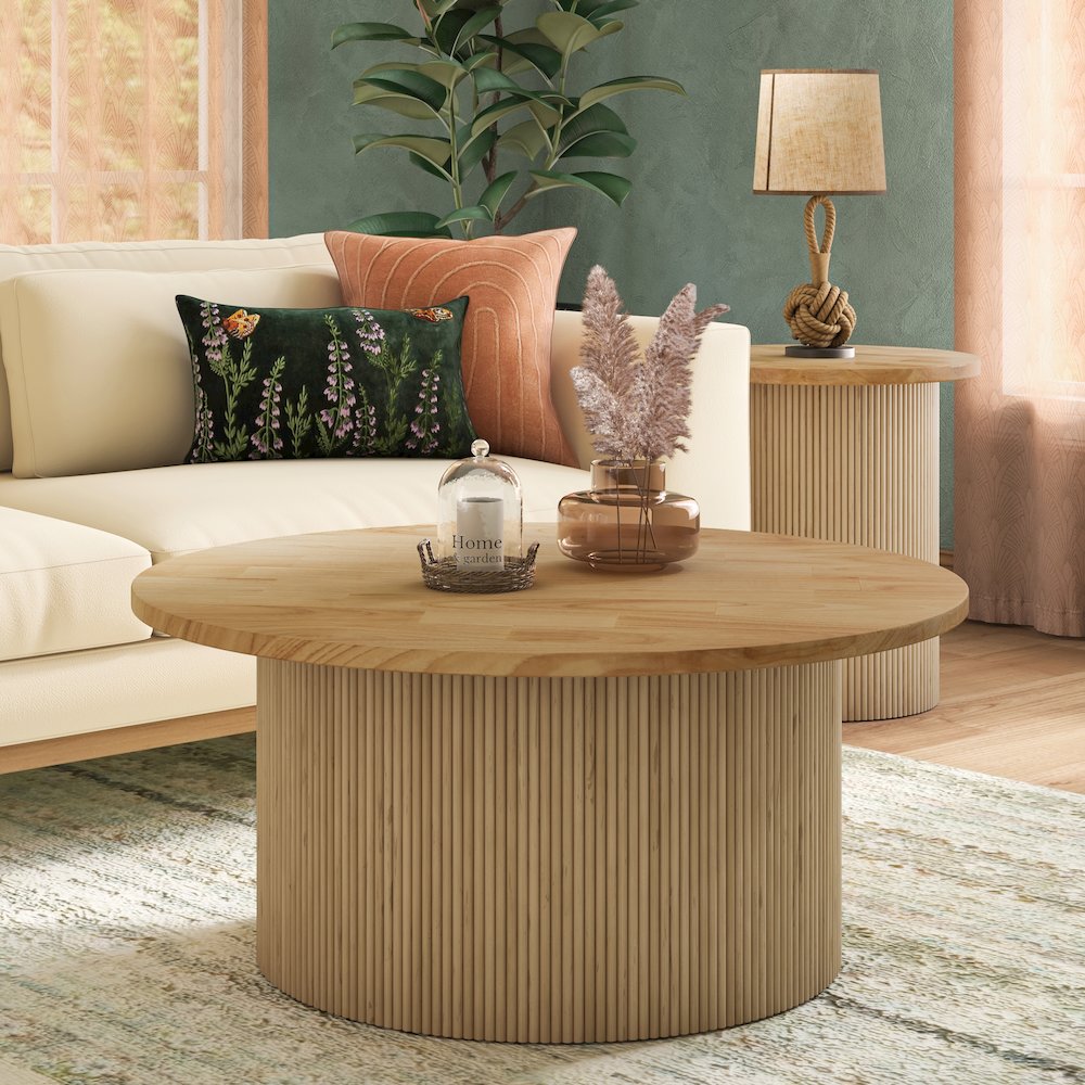 Kiefer Rattan Coffee Table w/ Wood Top