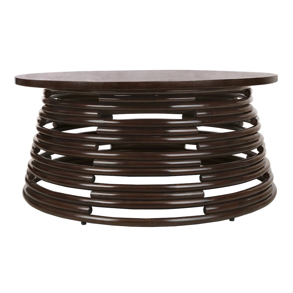 Zeke Rattan Coffee Table with Wood Top