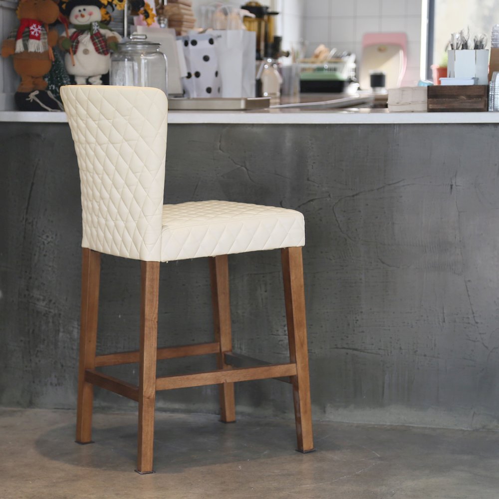 Albie Diamond Stitching Faux Leather Counter Stool