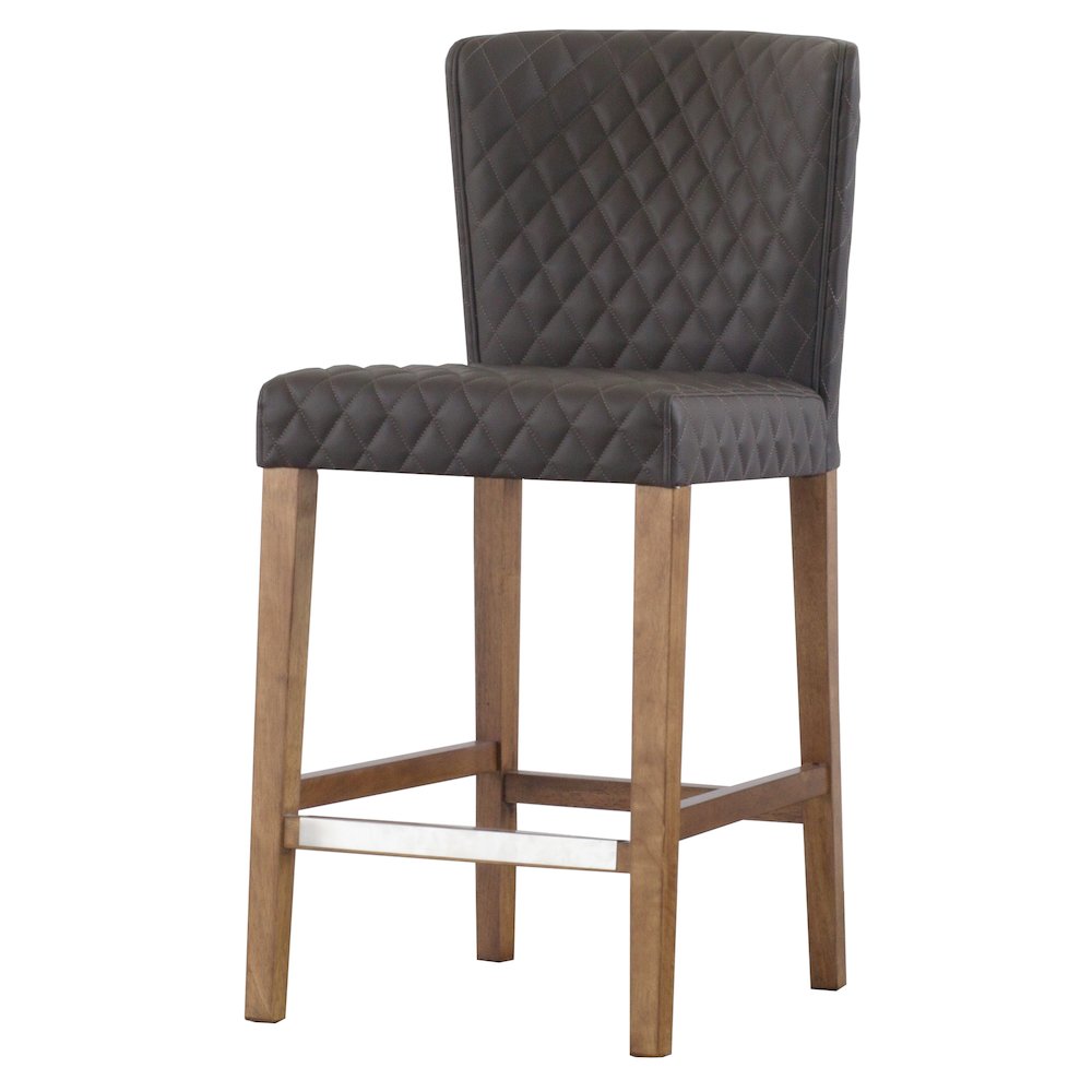 Albie Diamond Stitching Faux Leather Counter Stool