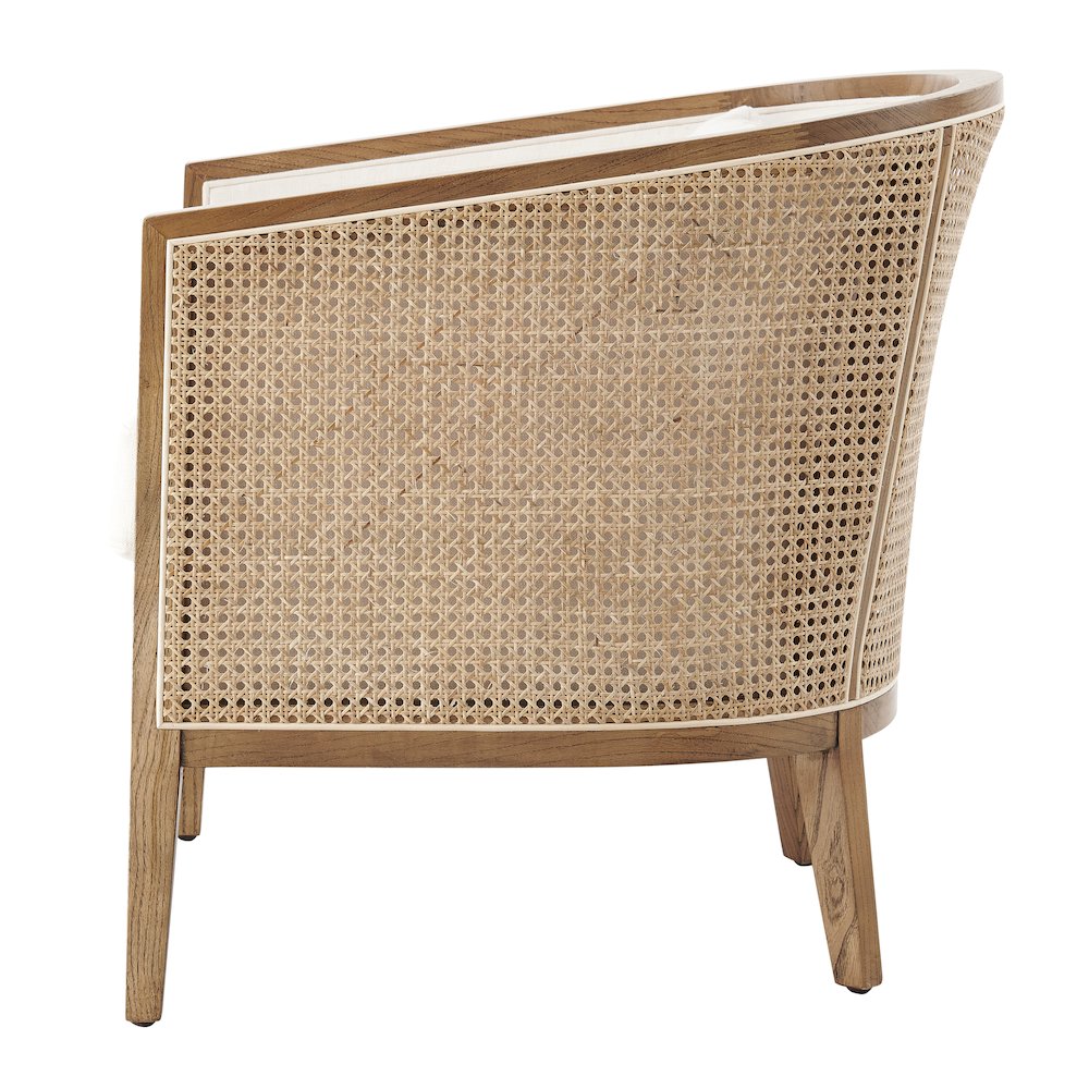 Tillman Linen Accent Arm Chair w/ Rattan