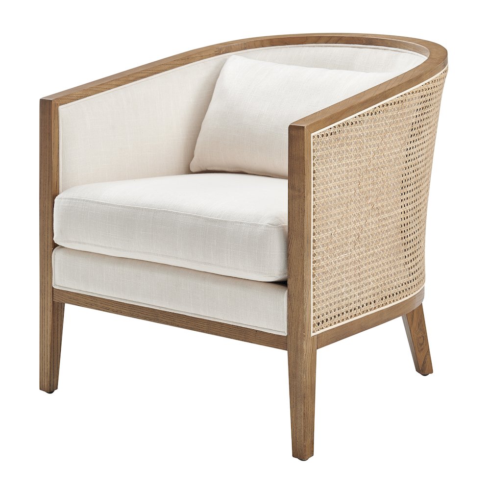 Tillman Linen Accent Arm Chair w/ Rattan