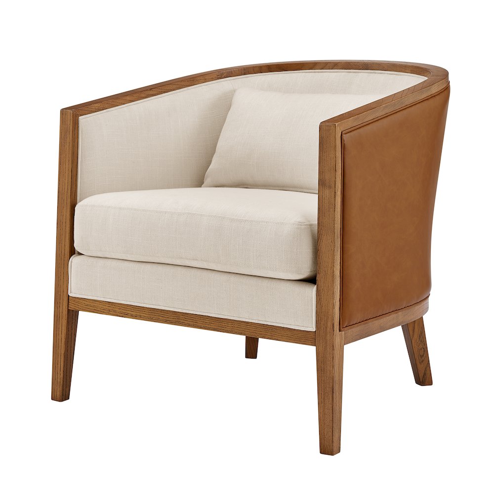 Tillman Faux Leather/Linen Accent Arm Chair