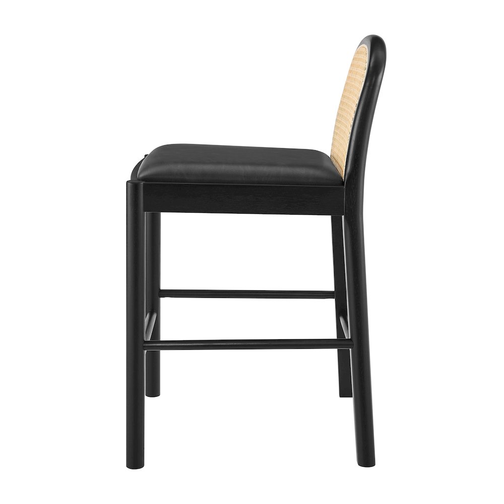 Donna Faux Leather Rattan Counter Stool
