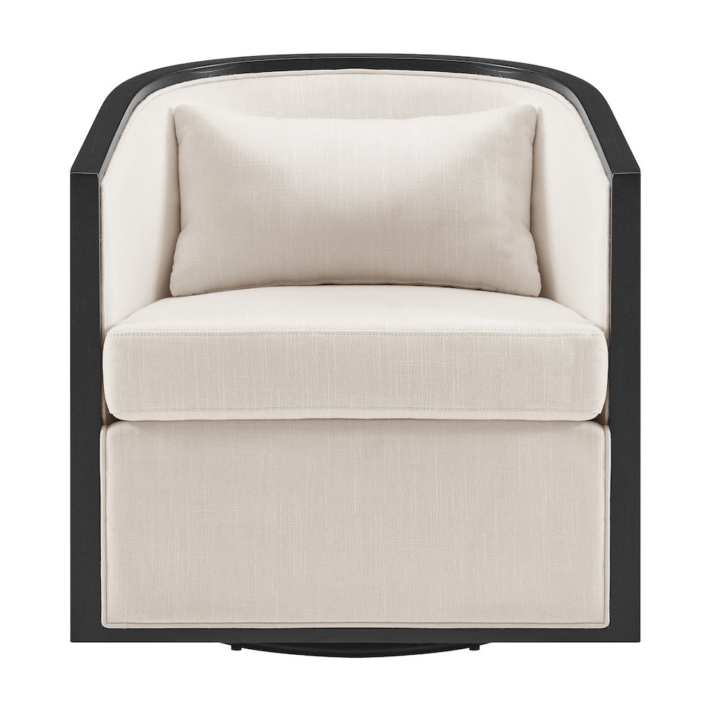 Marilyn Linen Swivel Accent Arm Chair w/ Rattan