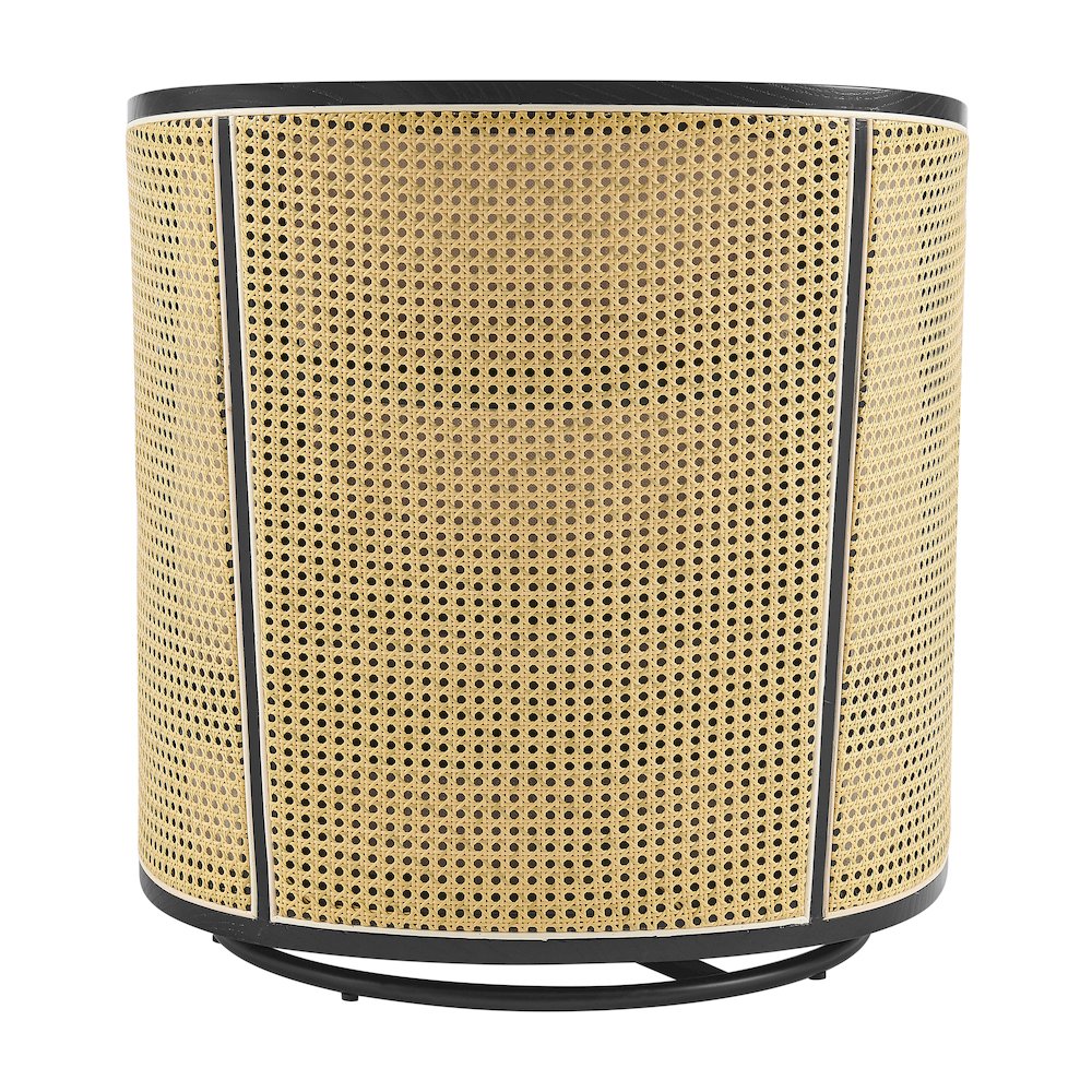 Marilyn Linen Swivel Accent Arm Chair w/ Rattan