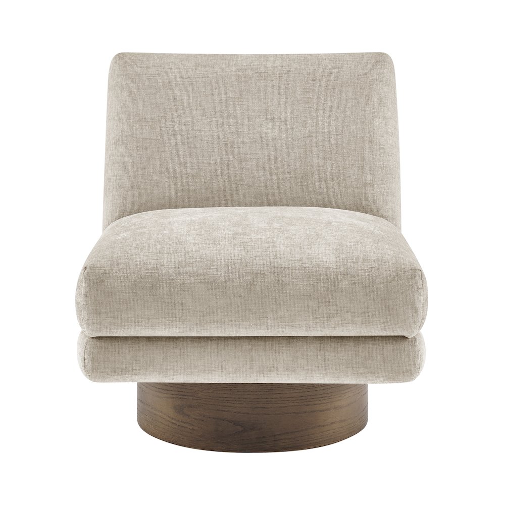 Zenda Chenille Swivel Accent Chair w/ Wooden Base