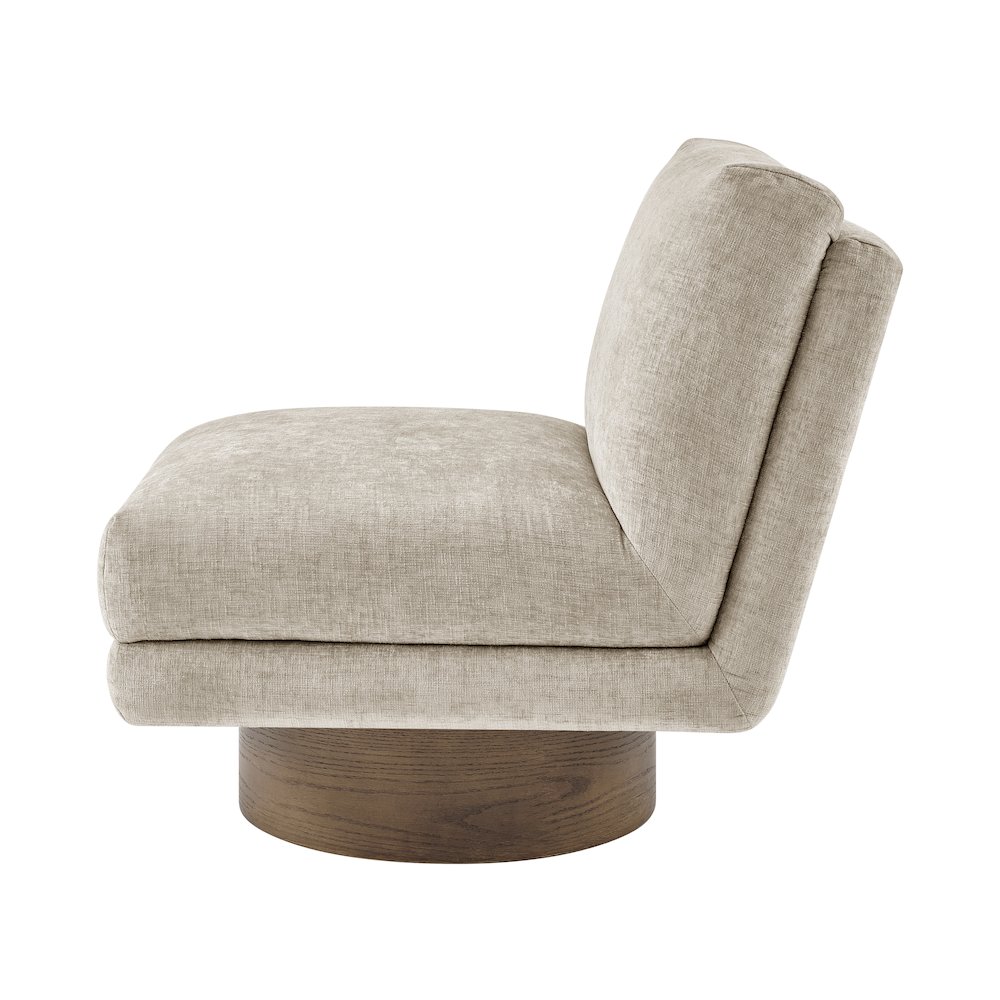 Zenda Chenille Swivel Accent Chair w/ Wooden Base
