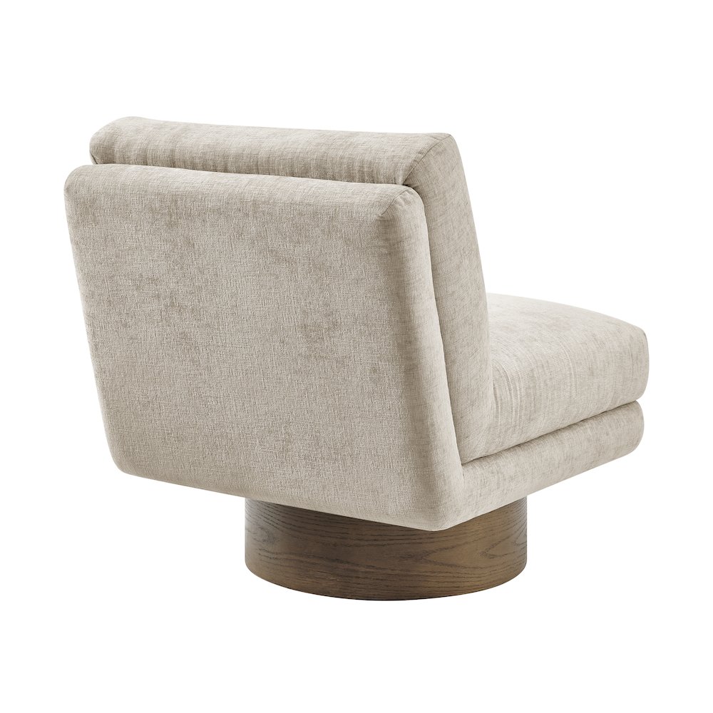 Zenda Chenille Swivel Accent Chair w/ Wooden Base