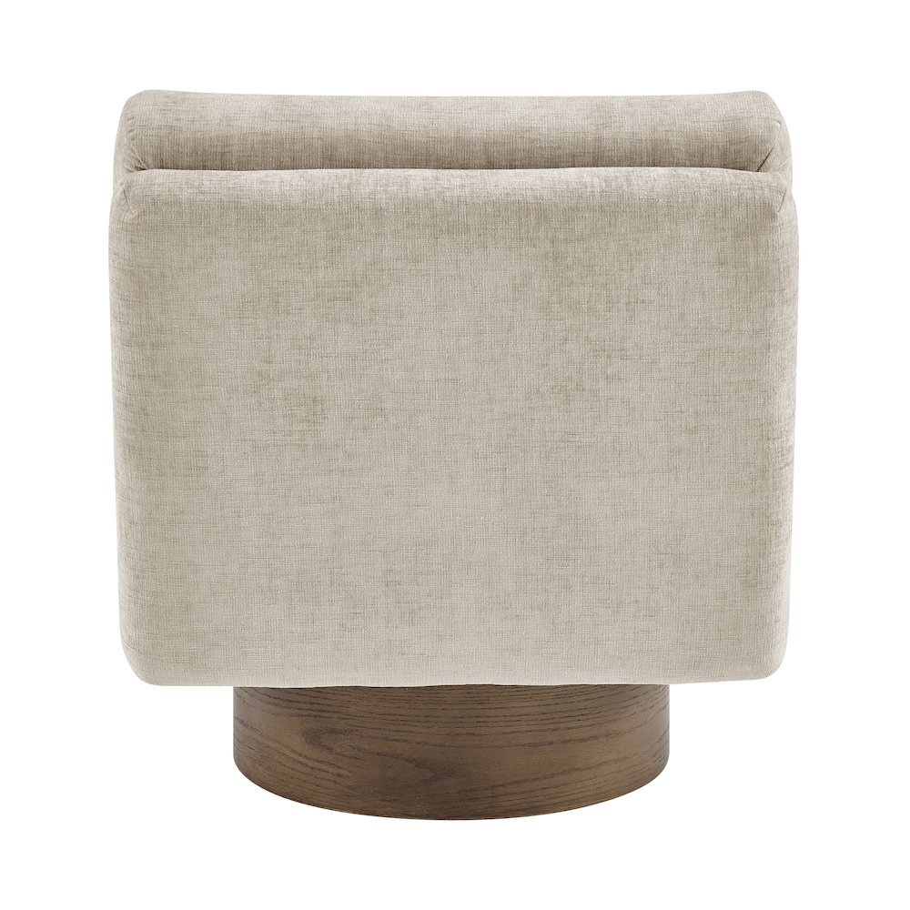Zenda Chenille Swivel Accent Chair w/ Wooden Base