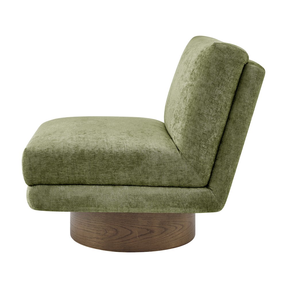 Zenda Chenille Swivel Accent Chair w/ Wooden Base