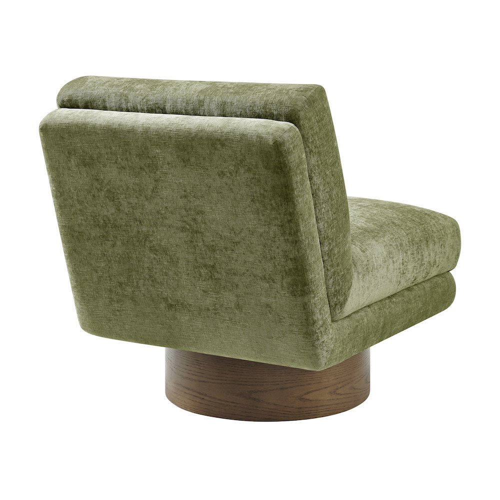 Zenda Chenille Swivel Accent Chair w/ Wooden Base
