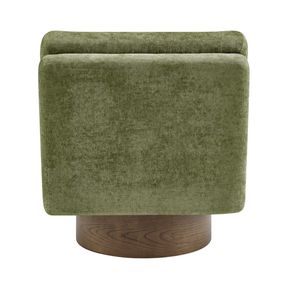 Zenda Chenille Swivel Accent Chair w/ Wooden Base