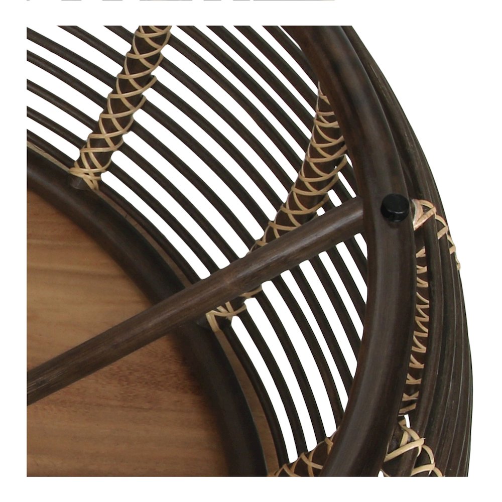 Iris Rattan Coffee Table with Wood Top