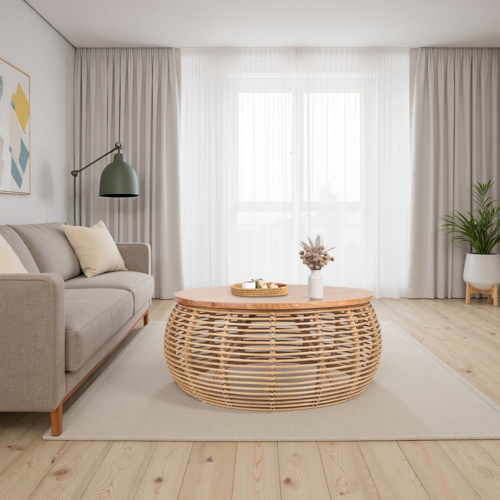 Iris Rattan Round Coffee Table