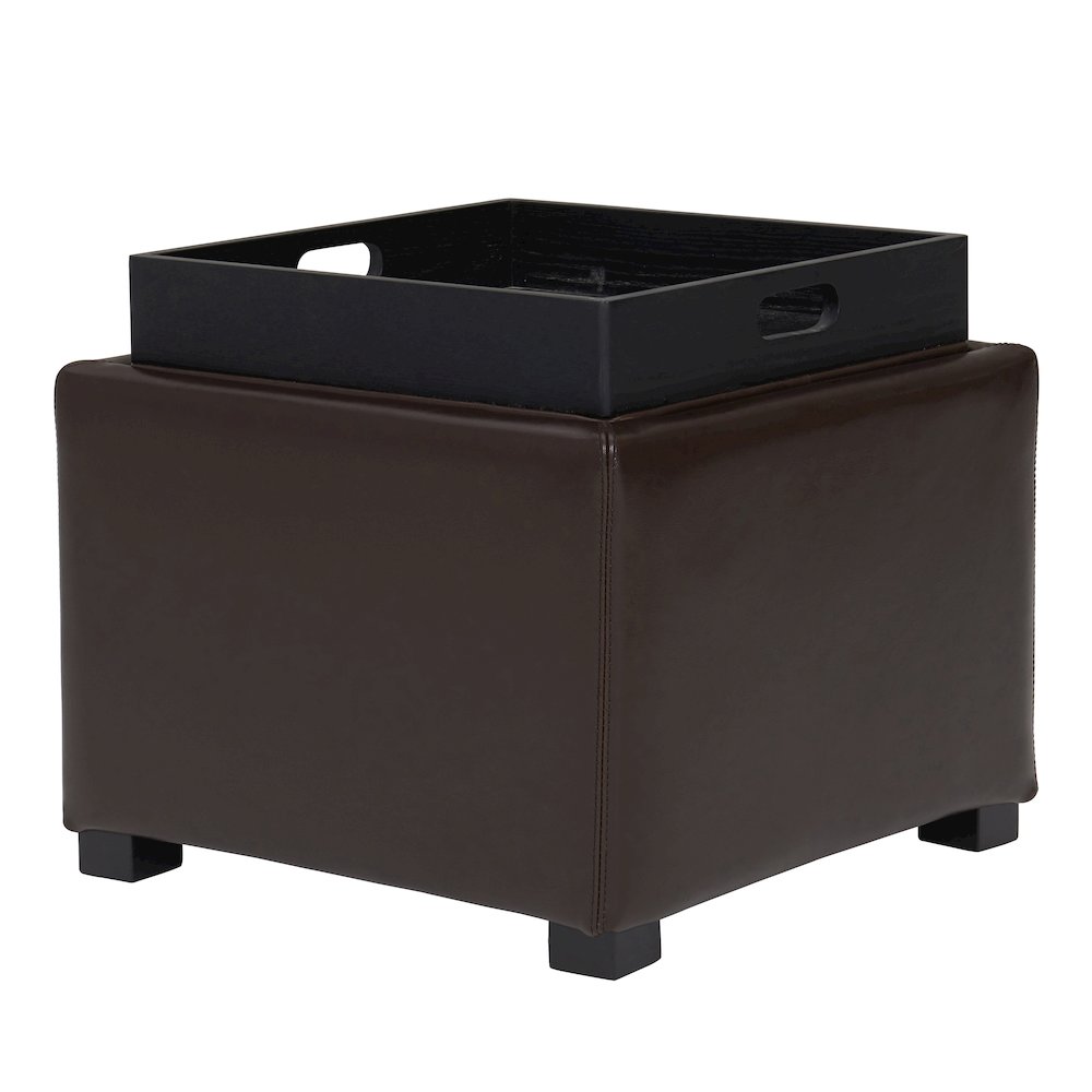 Cameron Leather Square Storage Ottoman