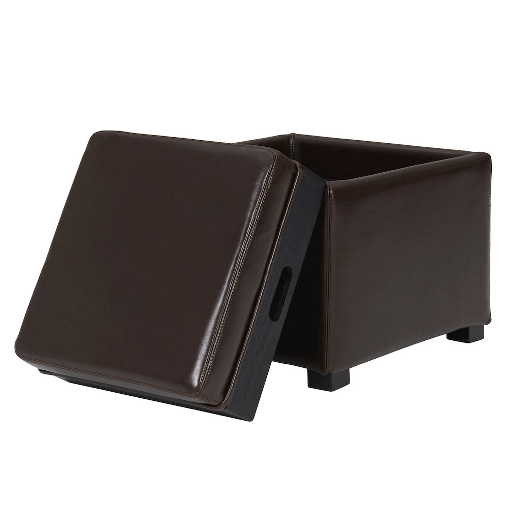 Cameron Leather Square Storage Ottoman