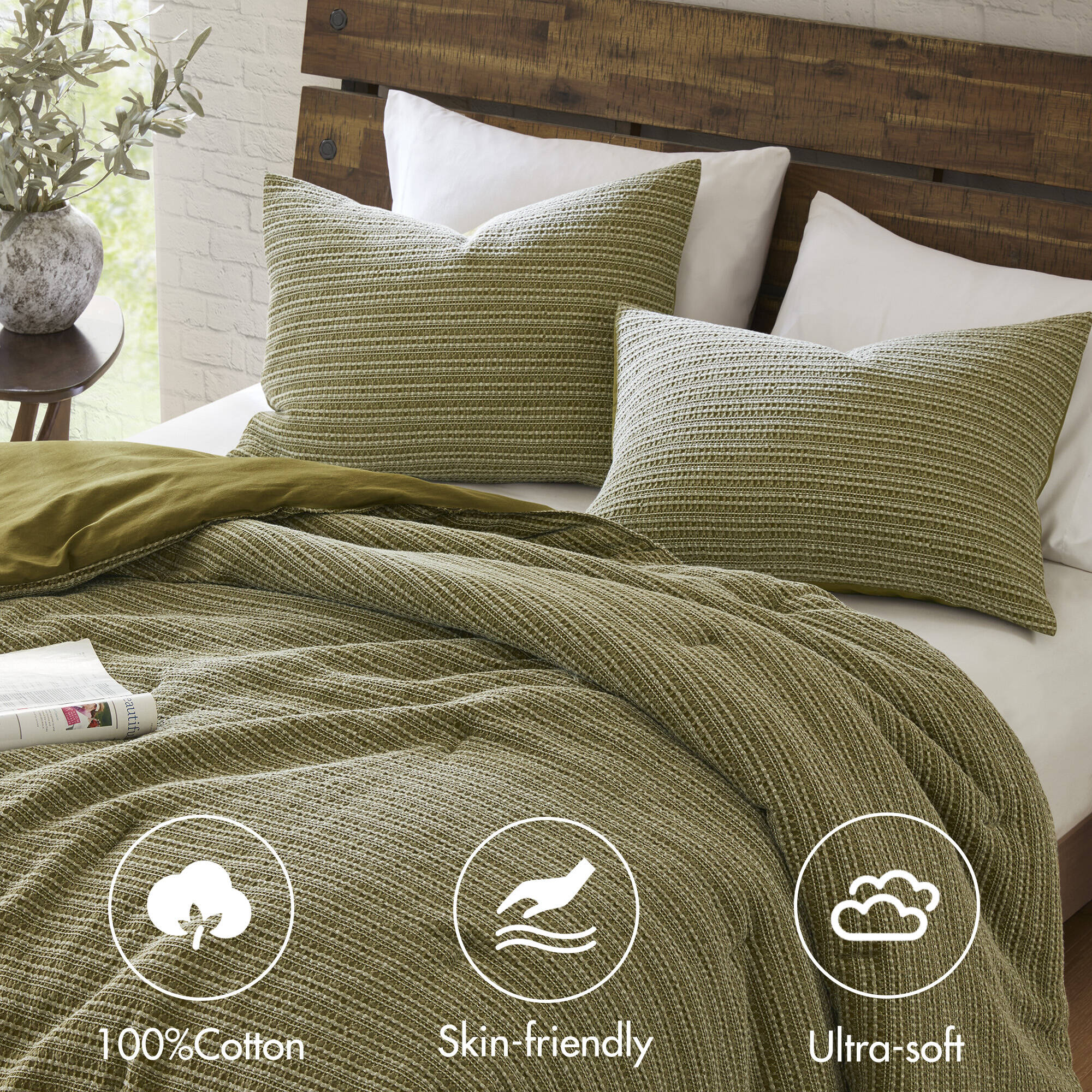 Lyon Waffle Washed Comforter Set