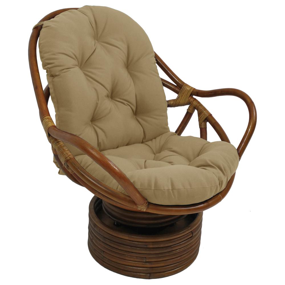 Rattan Swivel Rocker with Outdoor Fabric Cushion