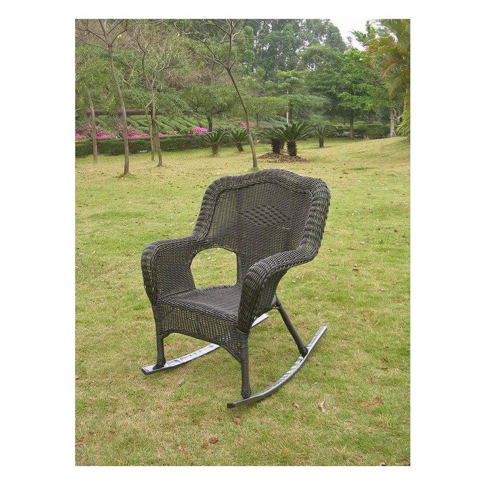 Resin Wicker Camel Back Rocking Chairs (Set of Two)