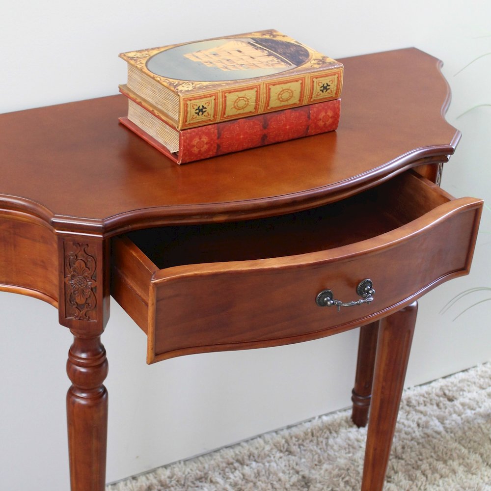Carved Wood Half Moon Table