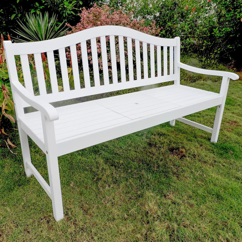Royal Fiji Acacia 59-inch Camel back 63-inch 3-seater Bench with Pop-up Table