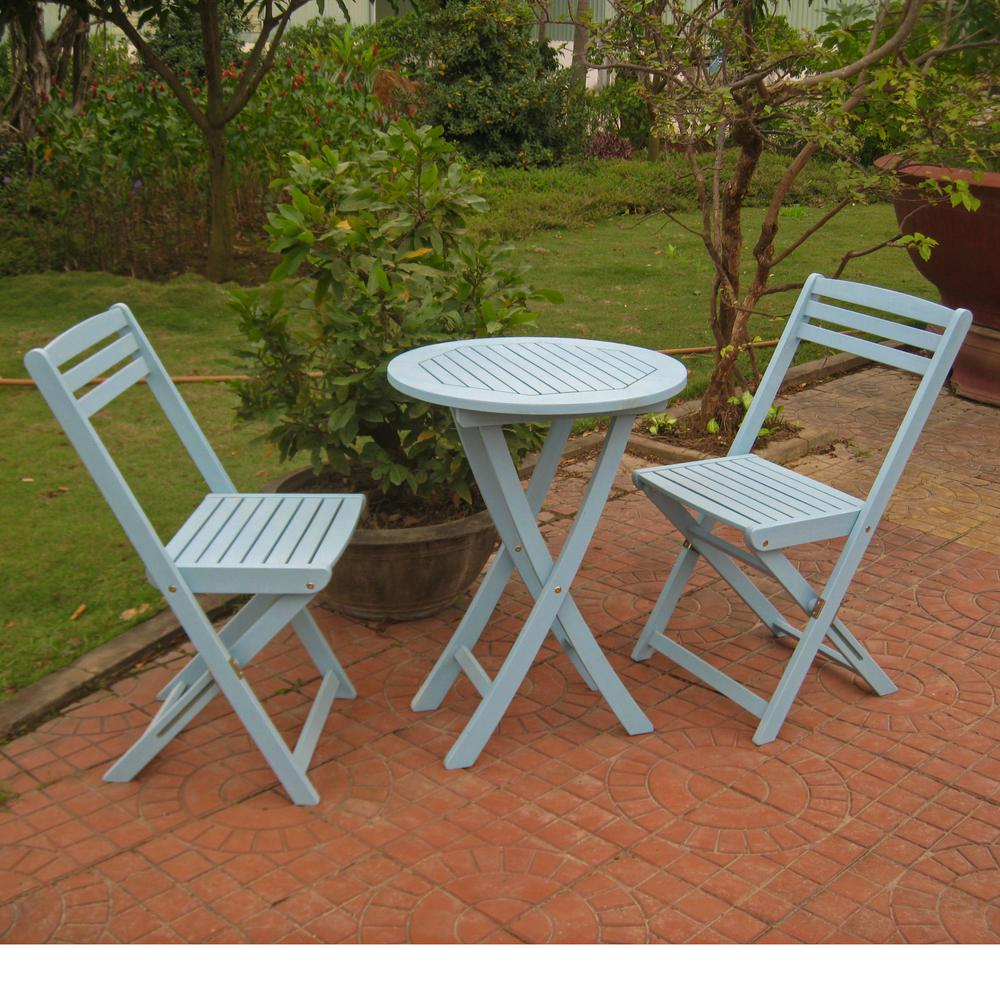 Set of 3 Acacia Folding Bistro Set