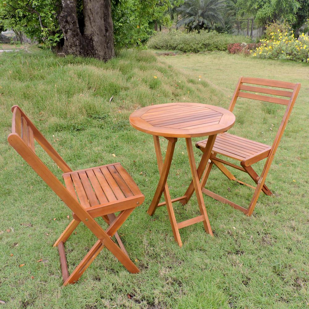 Acacia Folding Bistro Set (Set of 3)