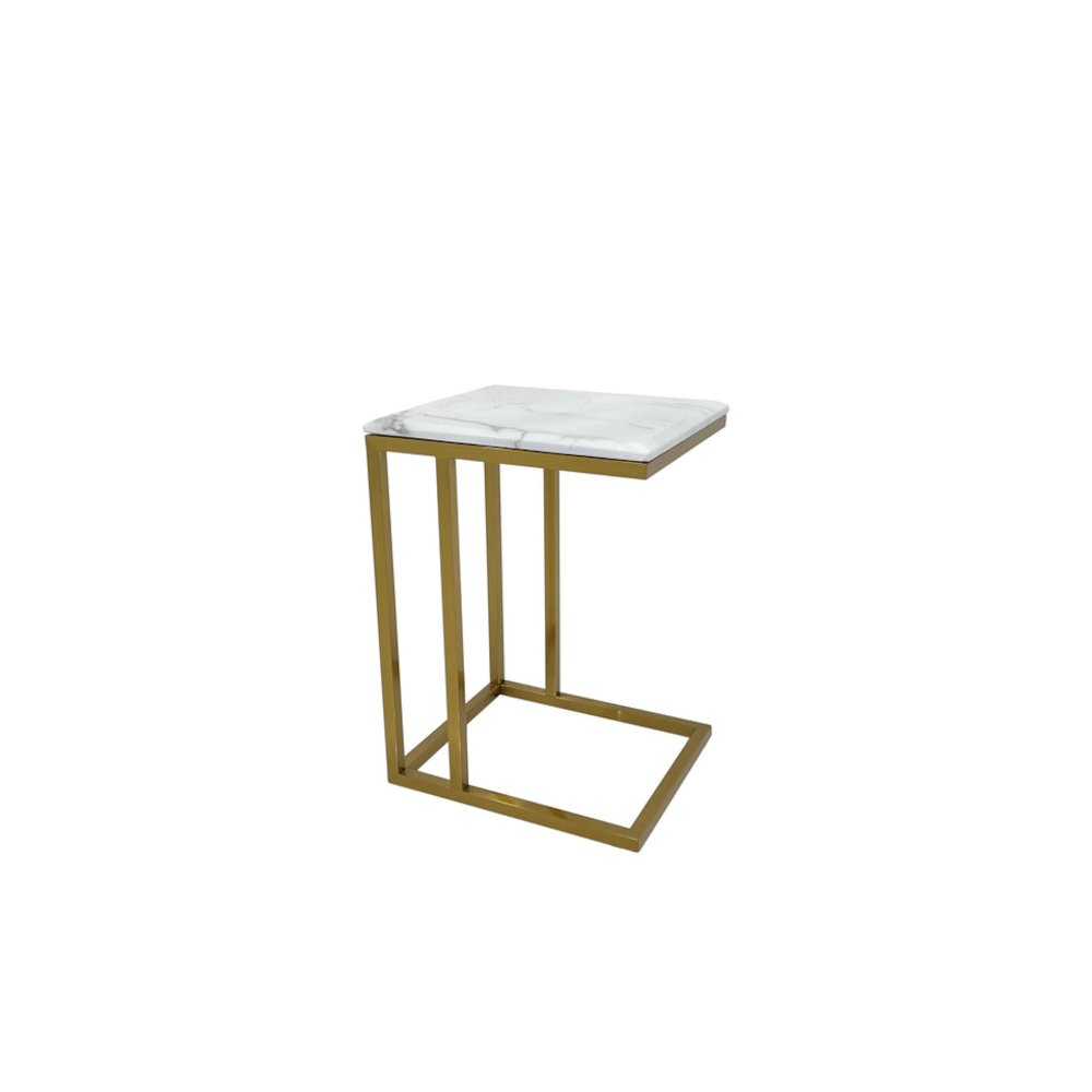 Marble Coffee Table with Matte Gold Base