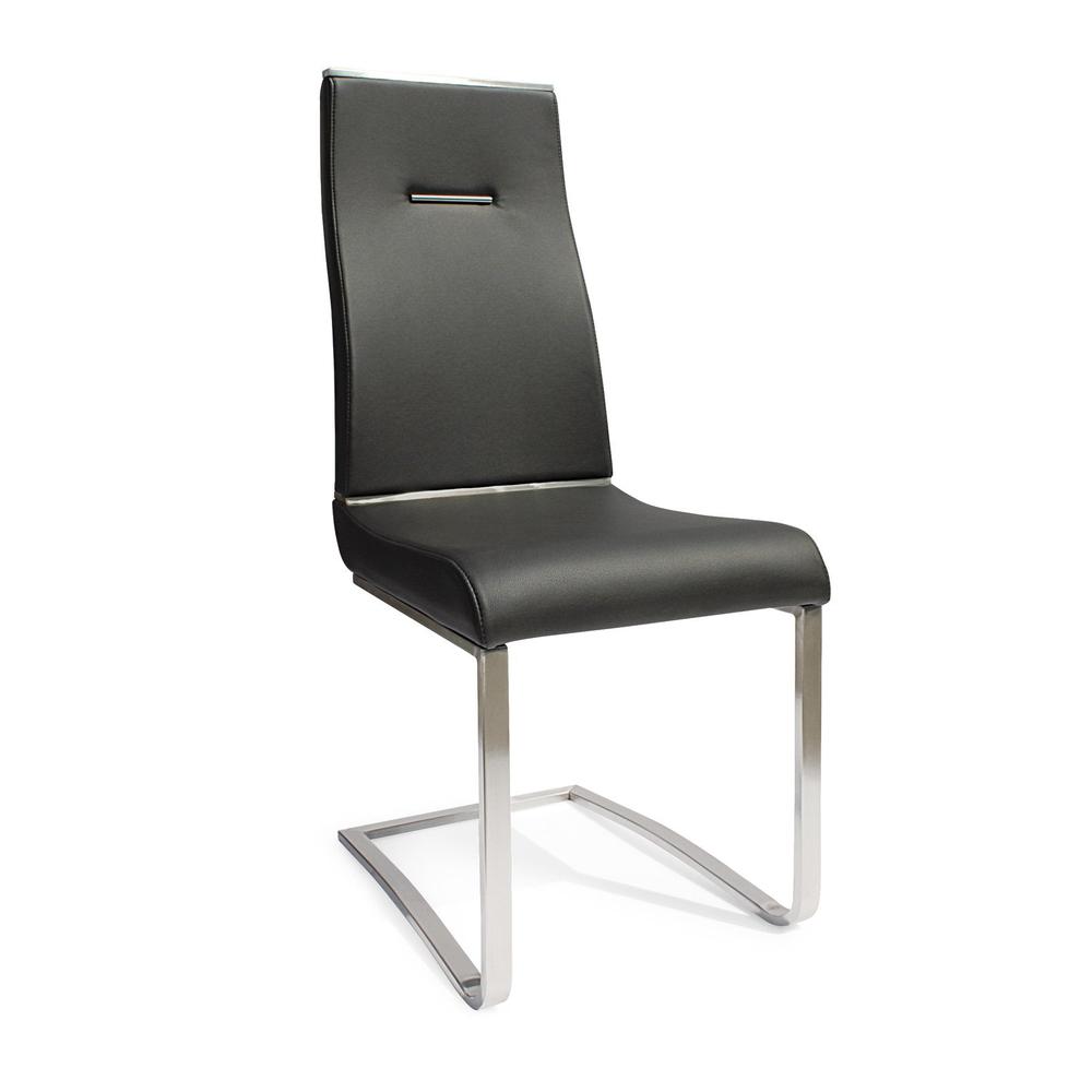Black Dining Chair With Brushed Stainless Steel