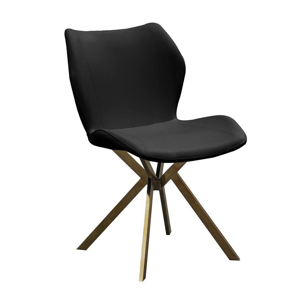 Dining Chair W/ Black Seat And Gold Legs