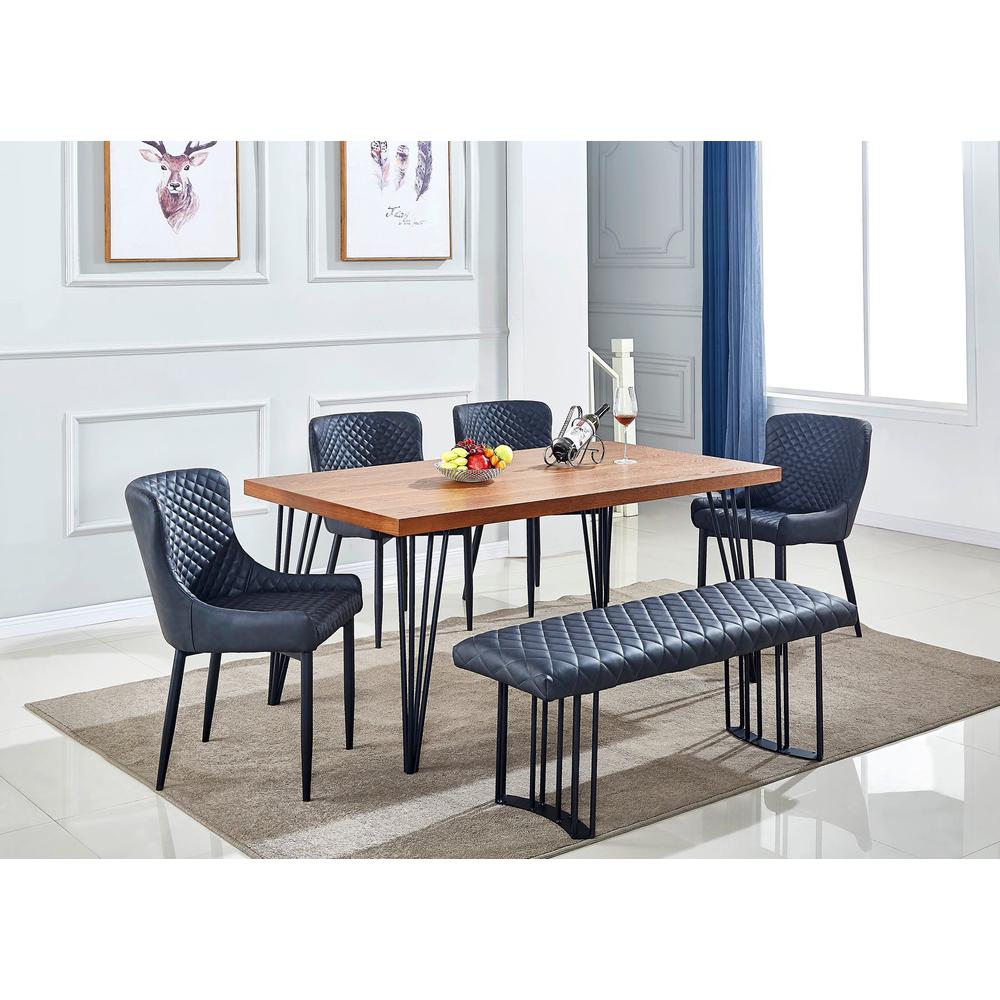 Contemporary Upholstered Dining Bench With Black Sanded