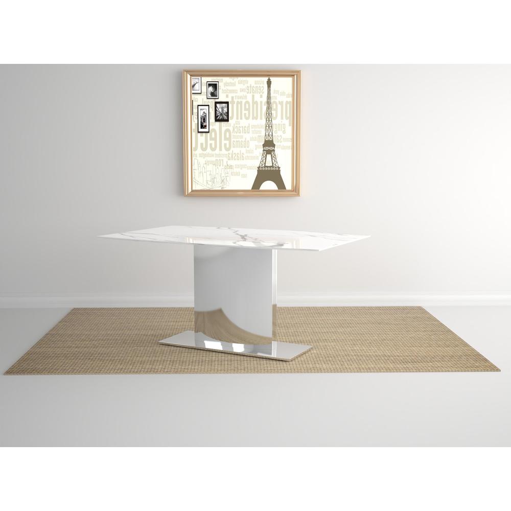 Marble Table With Stainless Steel Base
