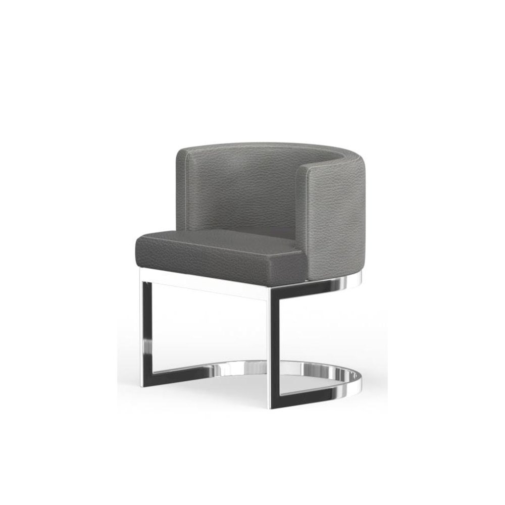 Wingback Dining Chair In Gray  Pu Seat