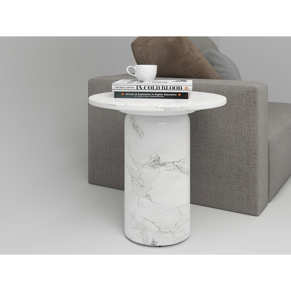 Round 21.6” End Table with Marble Top & MDF base