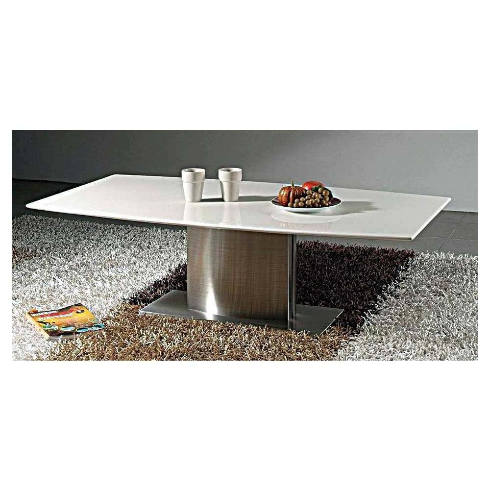 Coffee Table W/ White Marble Top And Stainless Steel Base