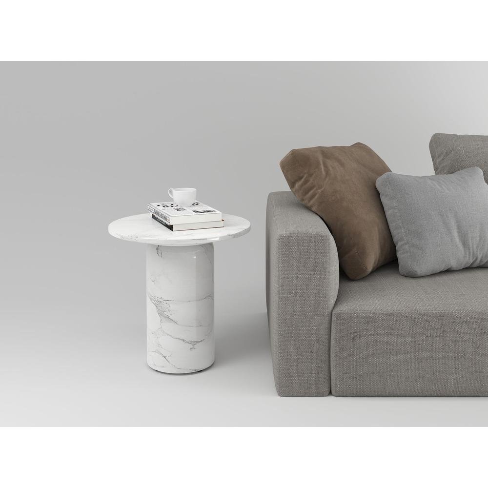 Round 21.6” End Table with Marble Top & MDF base