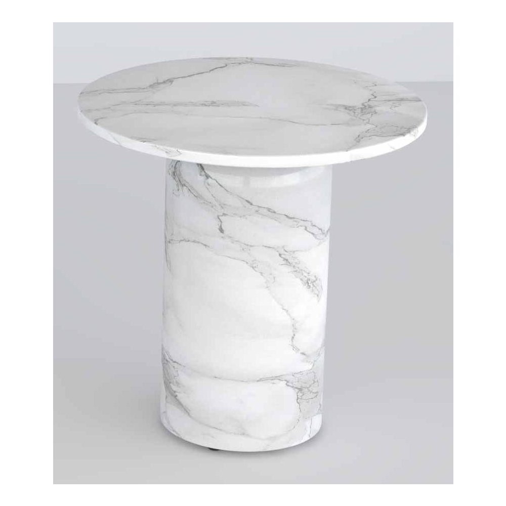 Round 21.6” End Table with Marble Top & MDF base