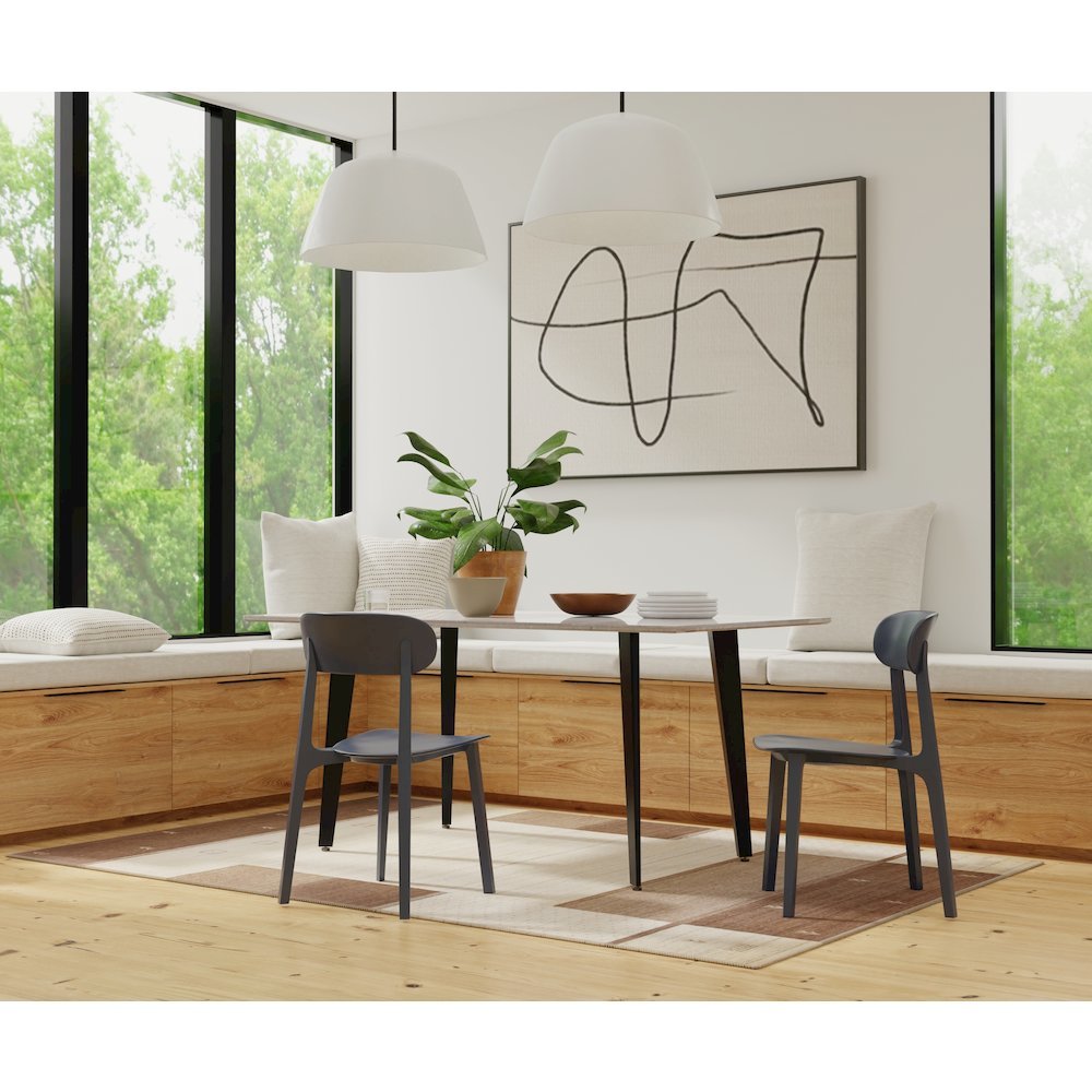 Dining Table with Sintered Stone Top and Metal Black Legs