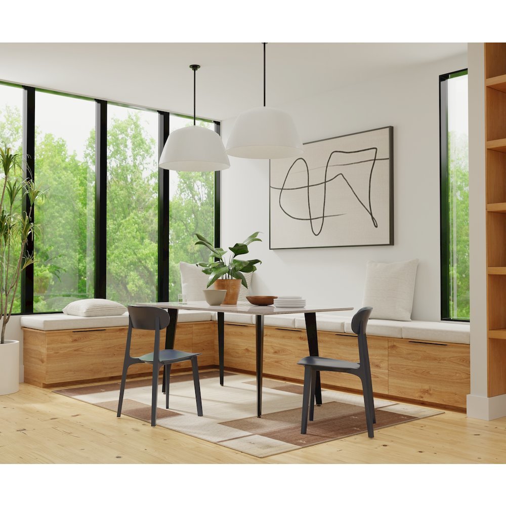 Dining Table with Sintered Stone Top and Metal Black Legs