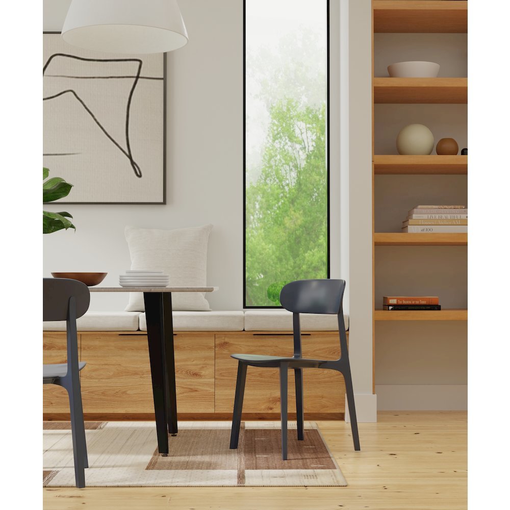Dining Table with Sintered Stone Top and Metal Black Legs