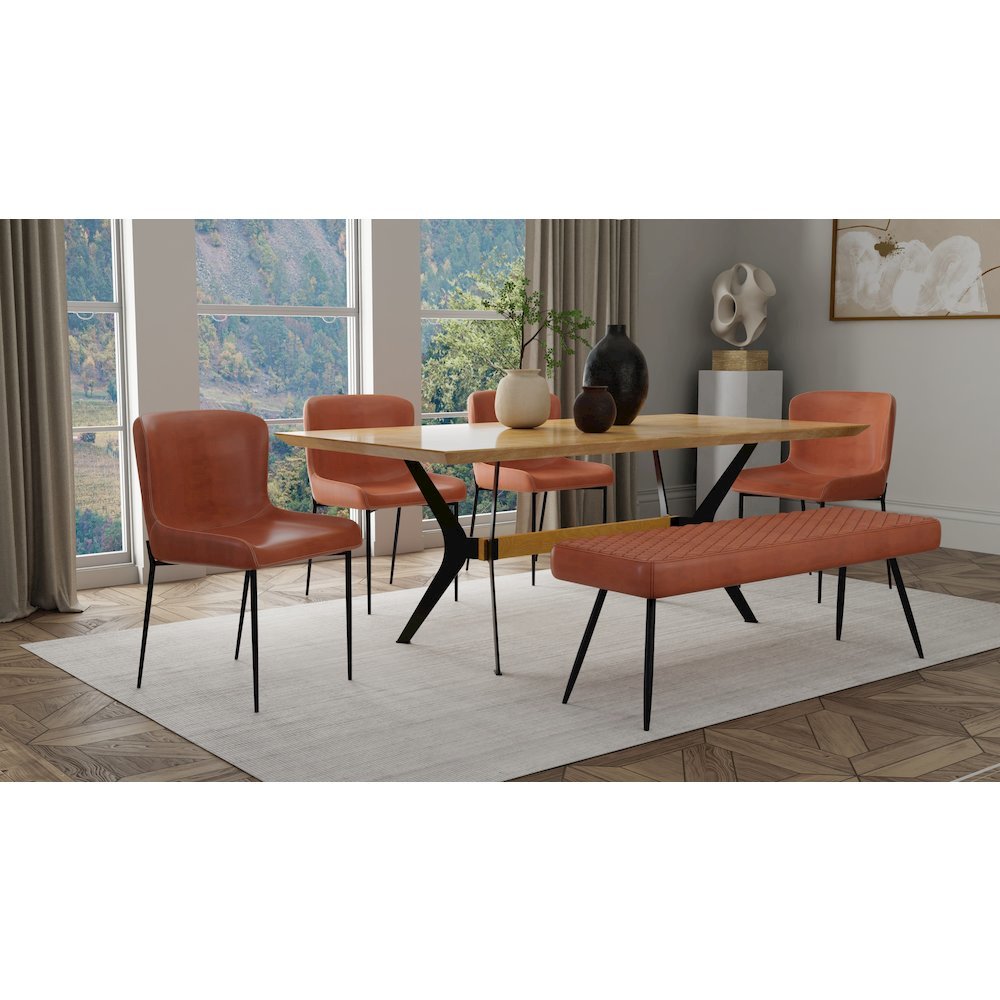 Dining Table with Veneer Top and Metal Black legs