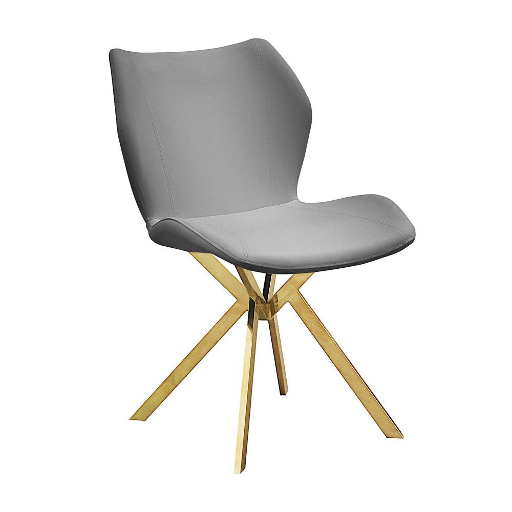 Dining Chair W/ Grey Seat And Gold Legs