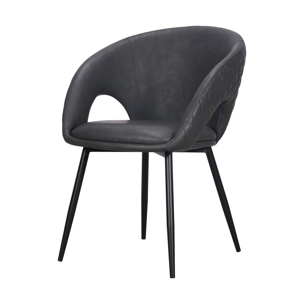 Dining Chair with PU Seat and Black Metal legs