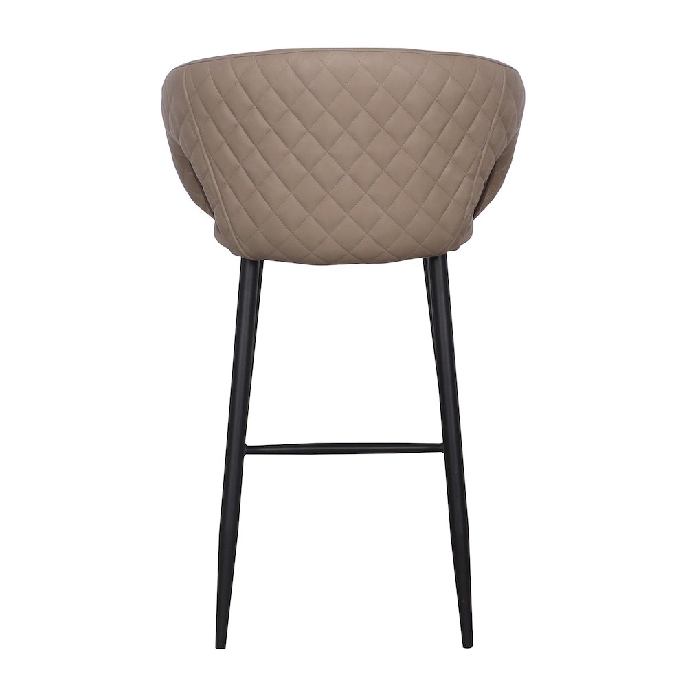 Set of 2 Quilted Taupe Faux Leather Counter Stools