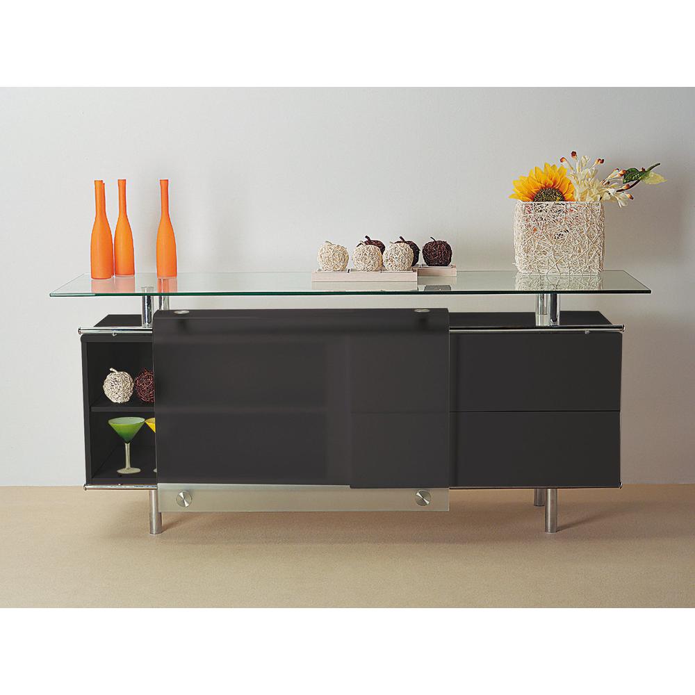 Lacquer Buffet W/ Frosted Sliding Glass Door