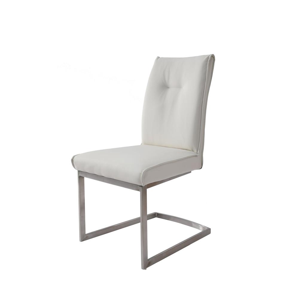 Dining Chair With Pu Seat And Brushed Stainless Steel Leg