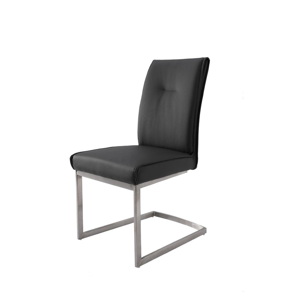 Dining Chair With Pu Seat And Brushed Stainless Steel Leg