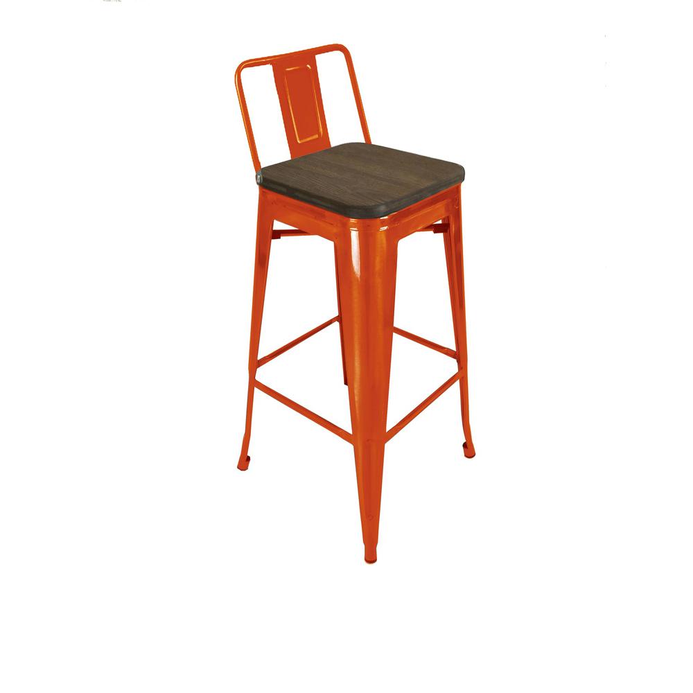 Metal Barstool W/ Woodseat And Backrest 26″